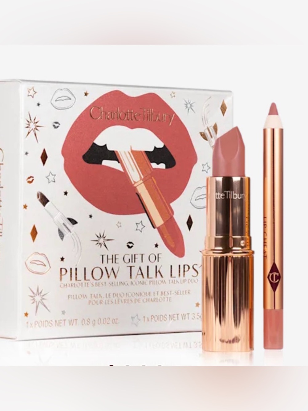 New Charlotte Tilbury Pillow Talk Lipstick & Liner Duo - Dusty Rose Pink